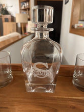 Load image into Gallery viewer, Decanter & set of 4 glasses. Custom engraved.