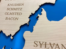 Load image into Gallery viewer, Sylvan Lake map custom home decor wall hanging, 14" x 11"