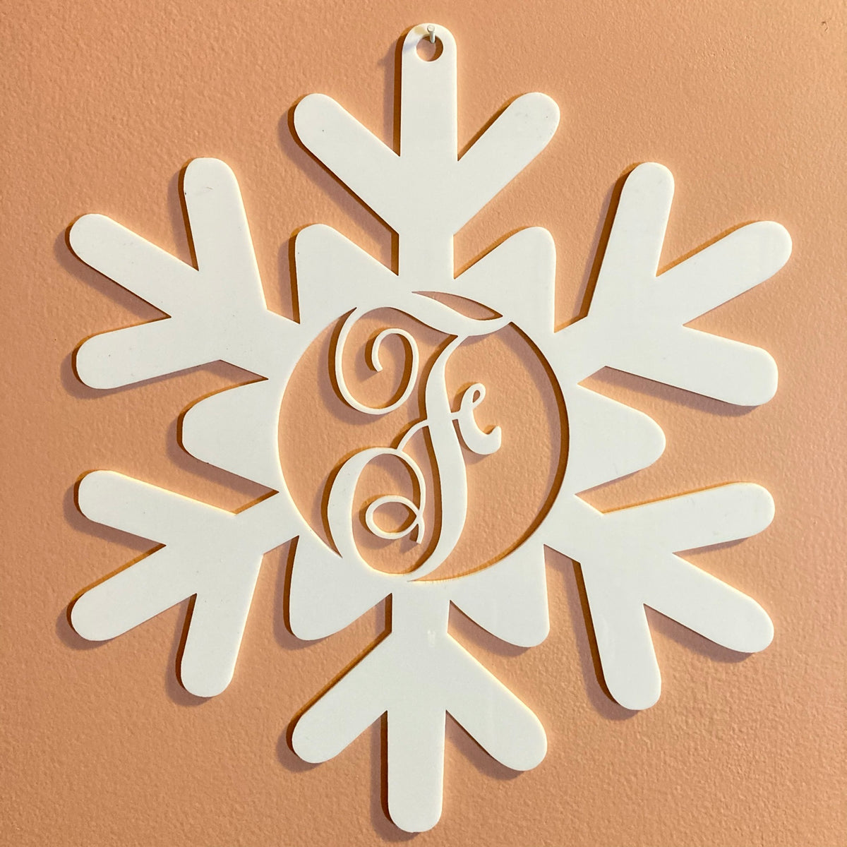 Monogram Snowflake Door Hang Wingnut Laser
