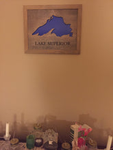 Load image into Gallery viewer, Lake Superior map custom home decor wall hanging, 14" x 11"