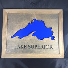 Load image into Gallery viewer, Lake Superior map custom home decor wall hanging, 14" x 11"