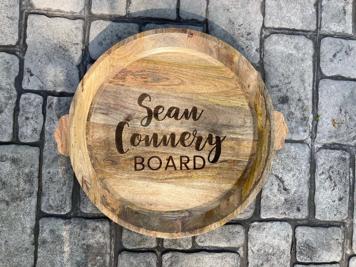 Laser engraved Charcuterie Board "Sean Connery Board" Wingnut Laser