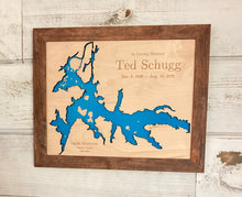 Load image into Gallery viewer, Lake map custom home decor wall hanging, 14" x 11"